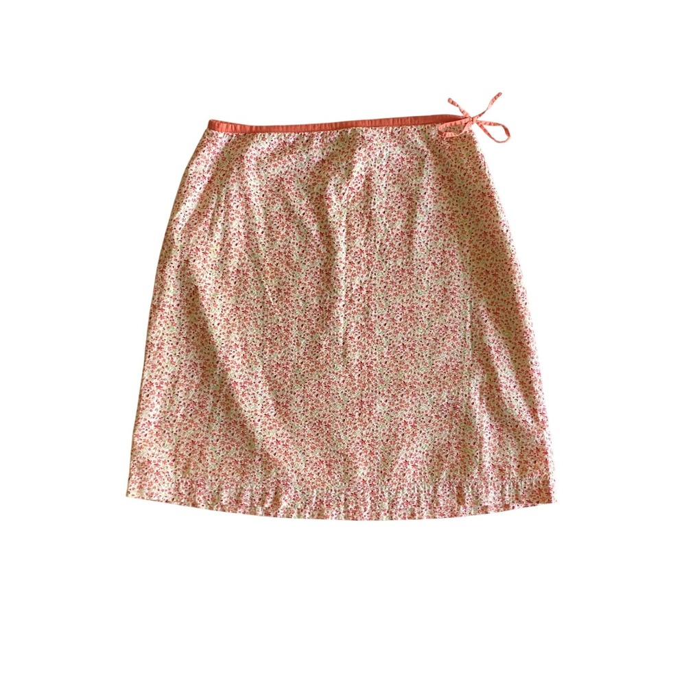 Cherokee Women's Floral A-Line Mini Skirt Size 6 Coral Pink Cotton Lined Cottage